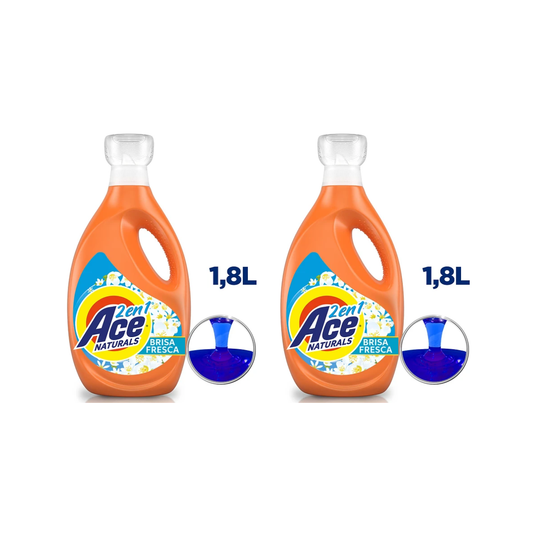 Pack 2  Detergentes Liquido  Ace Natural  2 en 1 concentrado 1.8 lt cada uno.