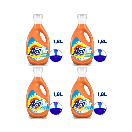 Pack 4  Detergentes Liquido  Ace Natural  2 en 1 concentrado 1.8 lt cada uno.