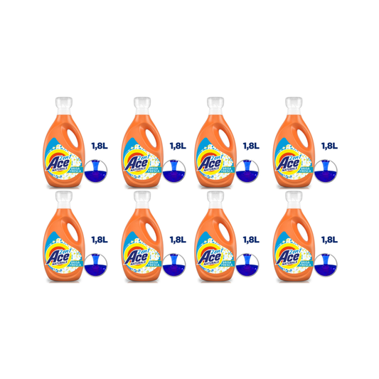 Pack 8  Detergentes Liquido  Ace Natural  2 en 1 concentrado 1.8 lt cada uno.