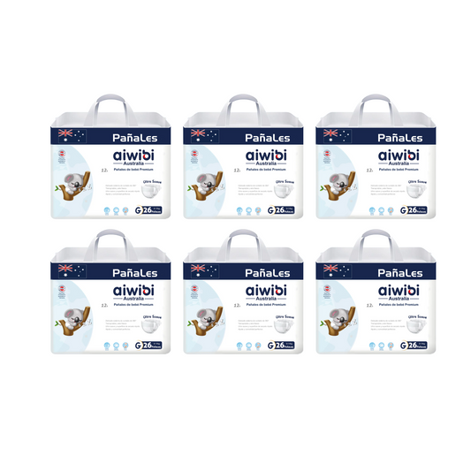Pack 6 Pañales Premium Aiwibi Talla G