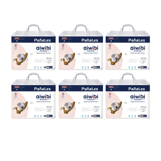 Pack 6 Pañales Premium Aiwibi Talla M