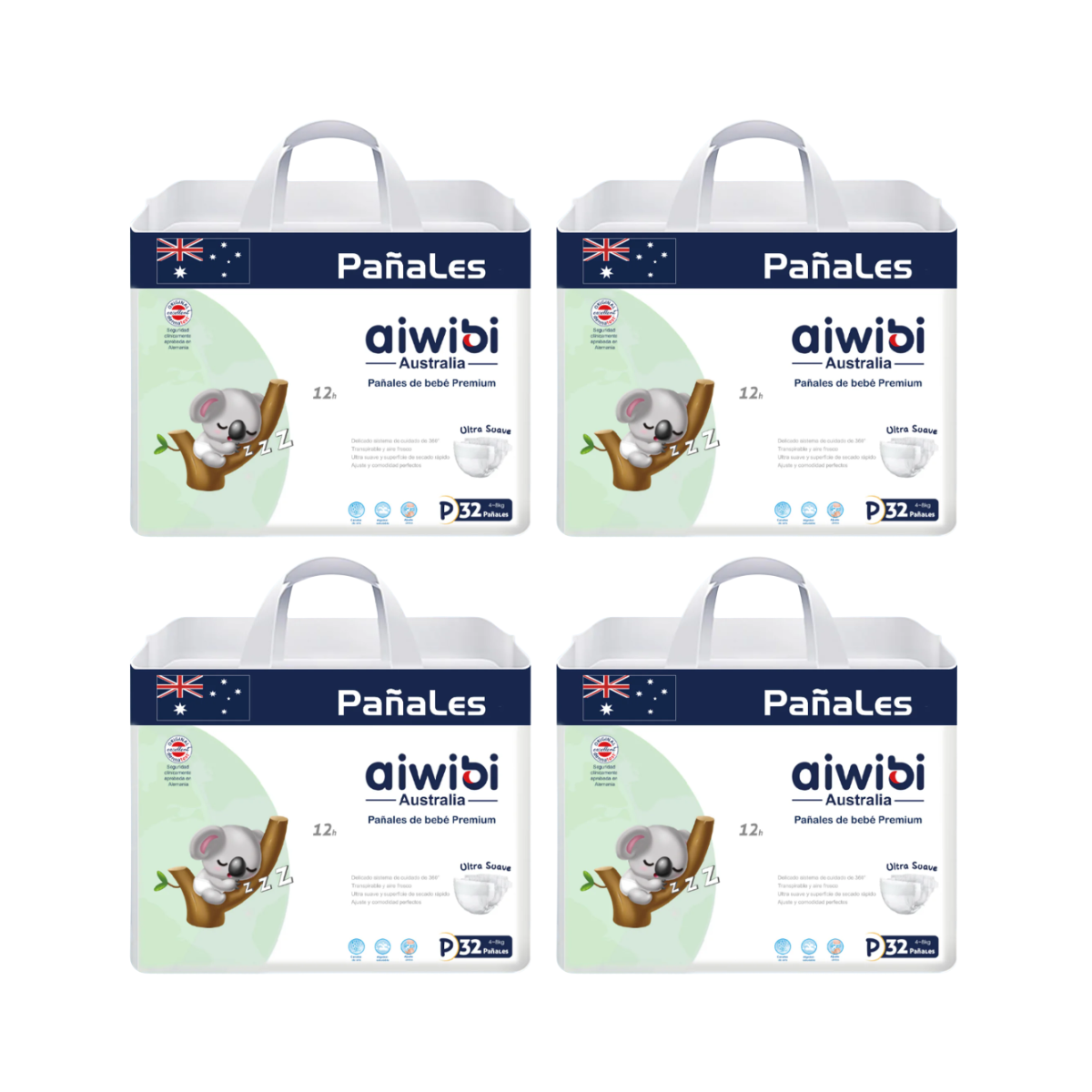 Pack 4 Pañales Aiwibi Premium Talla P