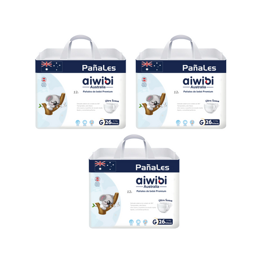 Pack 3 Pañales Premium Aiwibi Talla G