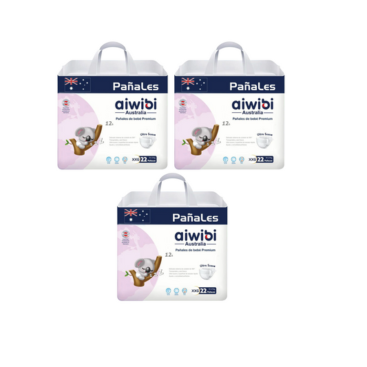 Pack 3 Pañales Premium Aiwibi Talla XXG