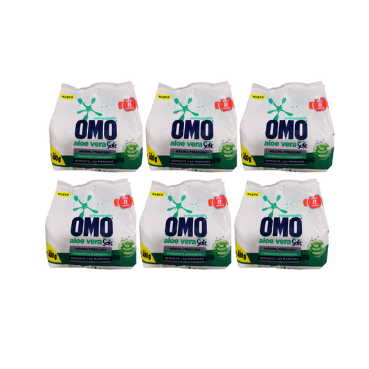Pack 6 Detergente En Polvo Omo Aloe Vera 400g Concentrado
