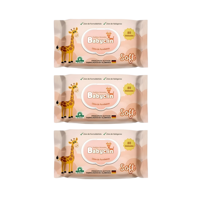 Pack 3 paquetes Toallitas Húmedas Babyclin Soft