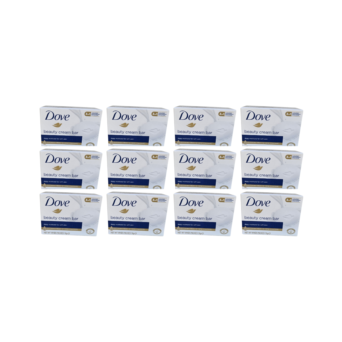Pack  12 Jabónes Dove en Barra Beauty Cream 75g Limpieza E Hidratación