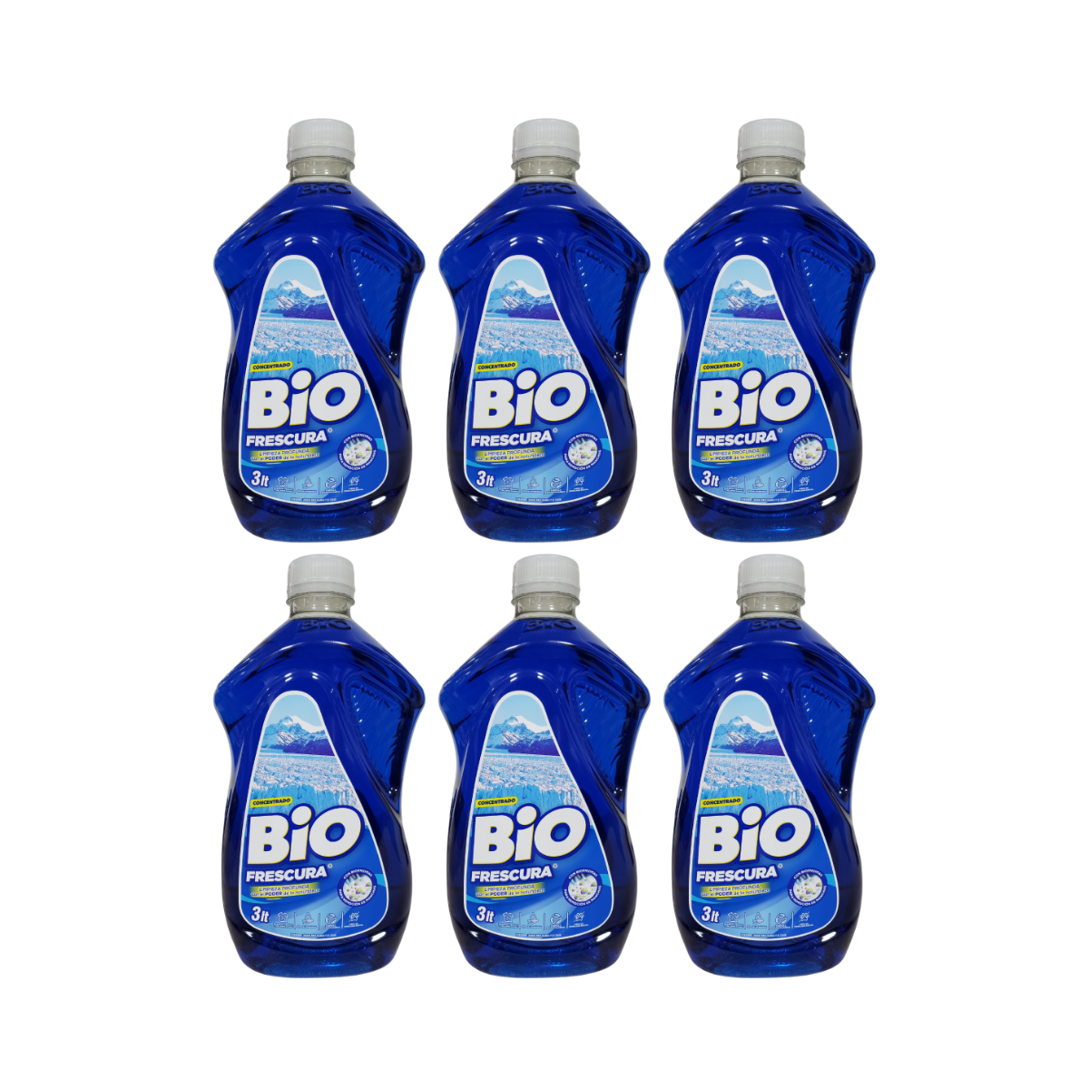Pack 6 Detergente Liquido Bio 3lt cada uno , Aroma Campos De Hielo