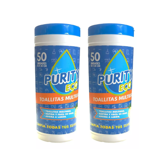 Pack 2 dispensadores de Toallitas desinfectantes PurityEco , 50u por dispensador