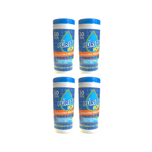Pack 4 dispensadores de Toallitas desinfectantes Purity Eco , 50u por dispensador