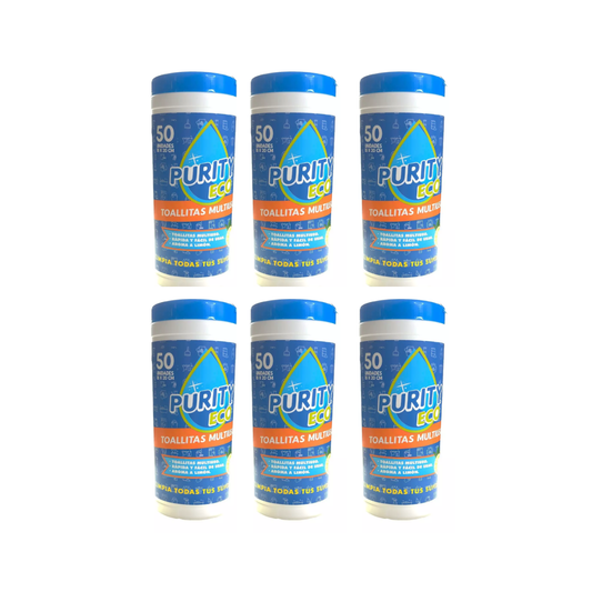 Pack 6 dispensadores de Toallitas desinfectantes Purity Eco , 50u por dispensador