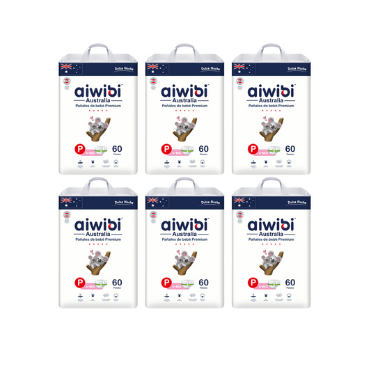 Pack 6 paquetes  Pañales Aiwibi Dulce Noche talla P