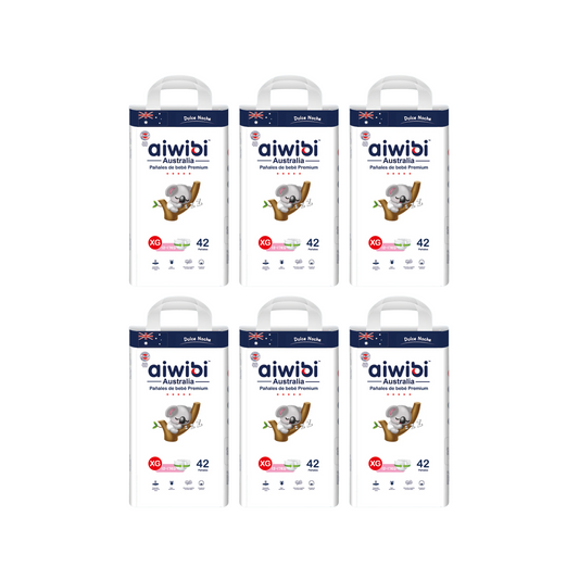 Pack 6 paquetes  Pañales Aiwibi Dulce Noche talla XG