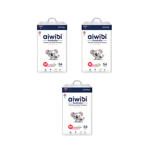 Pack 3 paquetes Pañales Aiwibi Dulce Noche Talla M