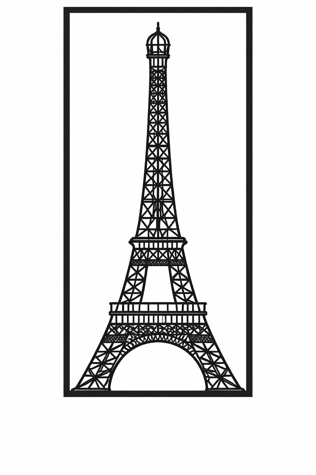 Cuadro Decorativo Torre Eiffel Silueta Negra Mdf 26x59 Cm
