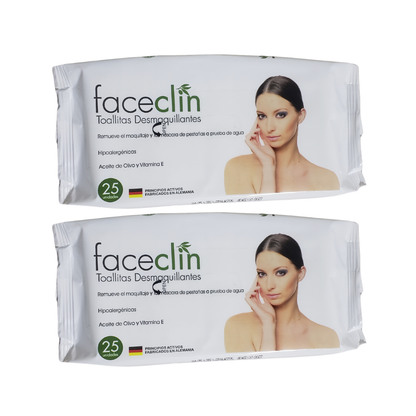 Pack 2 Toallitas Desmaquillantes Faceclin Hipoalergenicas 50 unidades
