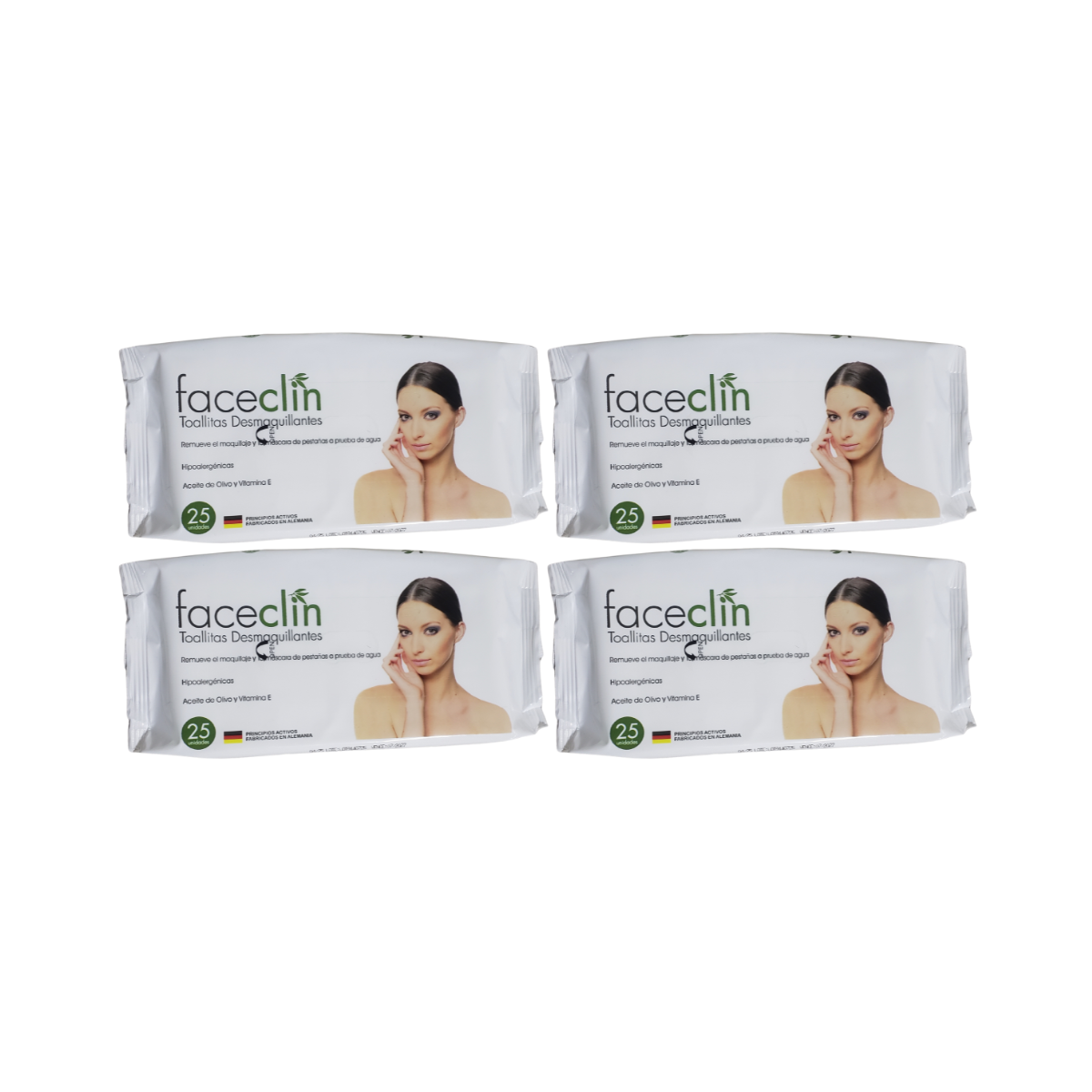 Pack 4 Toallitas Desmaquillantes Faceclin Hipoaleregnicas 100 unidades