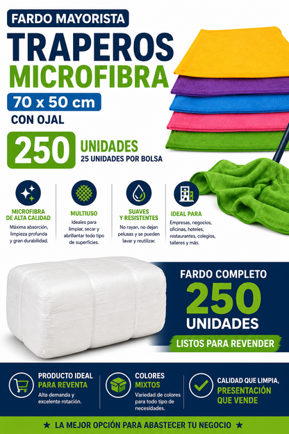 Traperos Microfibra con ojal 70x50 ultrabsorbente.