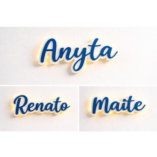 Cuadro con nombre En MDF Personalizado Con Iluminación LED Decorativa