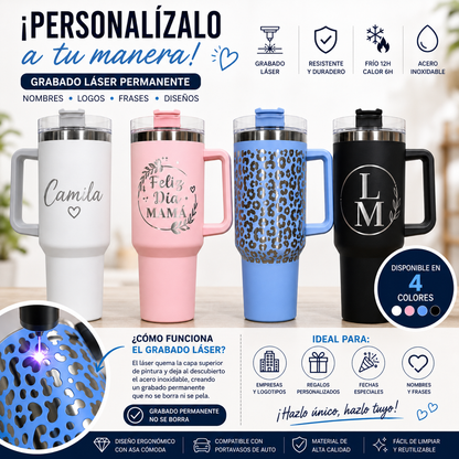 Ejemplos de grabado personalizado en vaso térmico 1200ml