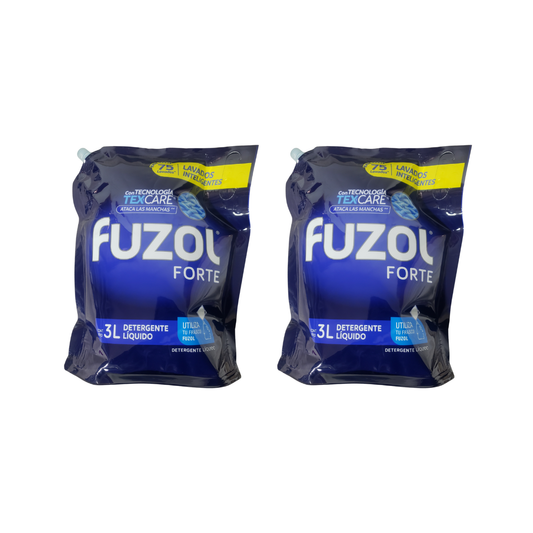 Pack 2 Detergentes Liquido  Fuzol Forte Doypack 3lt cada uno.