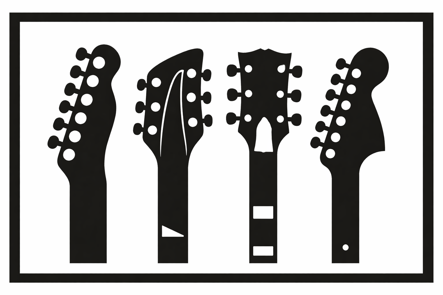 Cuadro Decorativo Guitarras Silueta Negra MDF 59x39 cm