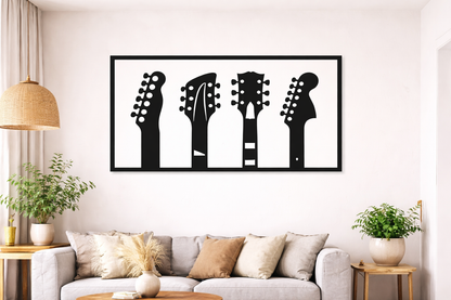 Cuadro Decorativo Guitarras Silueta Negra MDF 59x39 cm