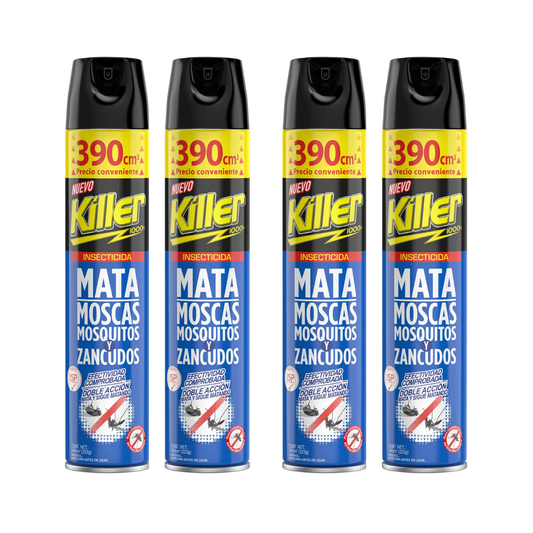 Pack 4 Insecticidas en Aerosol 390cc Protección Total Contra Mosquitos y Moscas