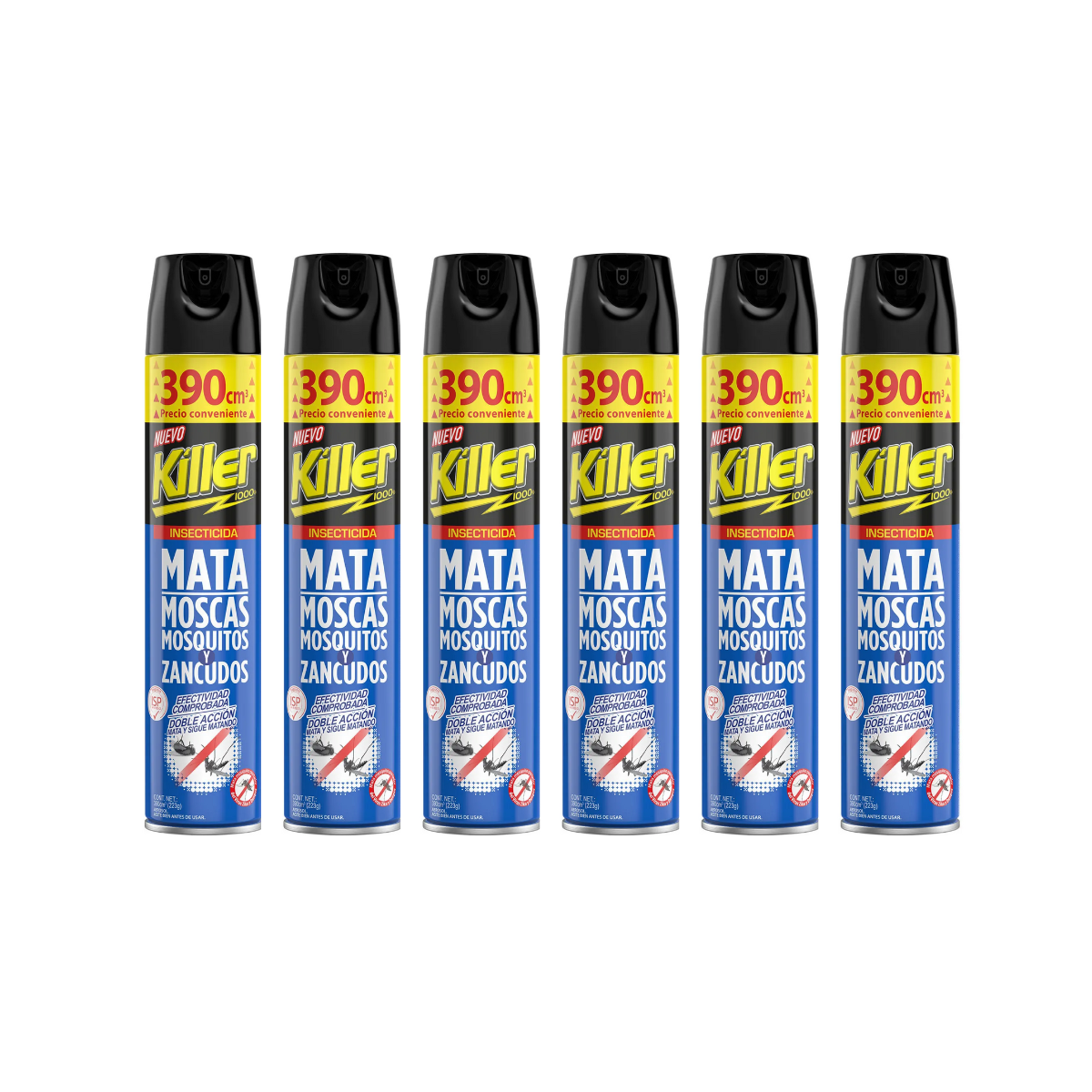 Pack 6 Insecticida en Aerosol 390cc Protección Total Contra Mosquitos y Moscas