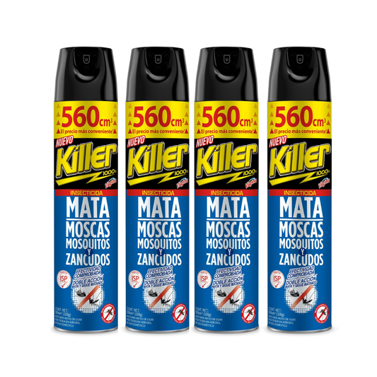 Pack 4 Insecticida en Aerosol 560cc Protección Total Contra Mosquitos y Moscas