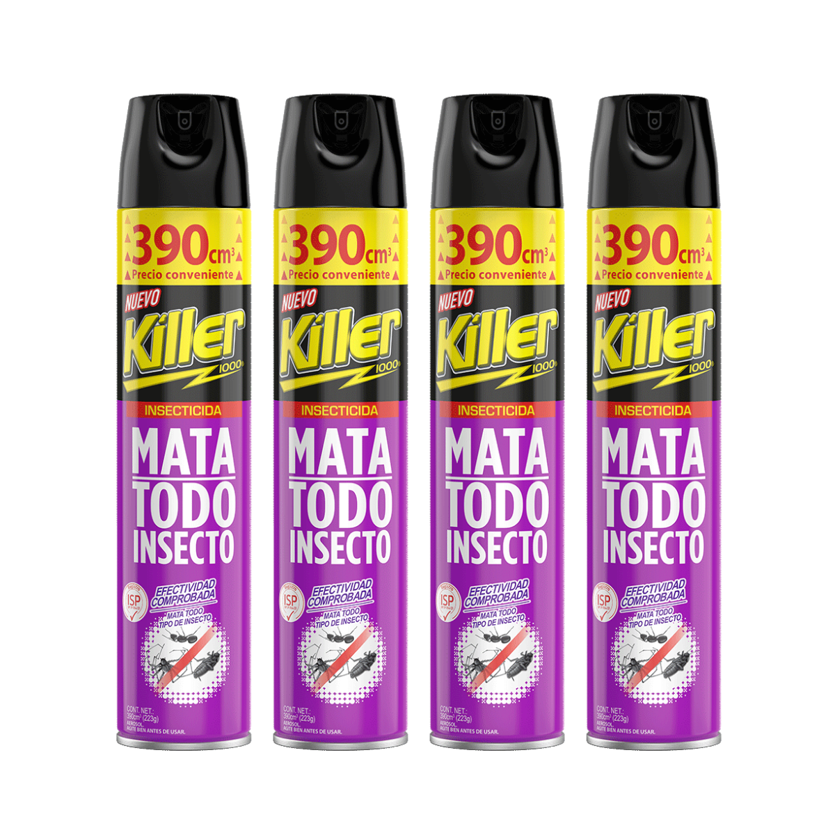 Pack 4 Killer 390cc Protección Total Que Elimina Todo Insecto