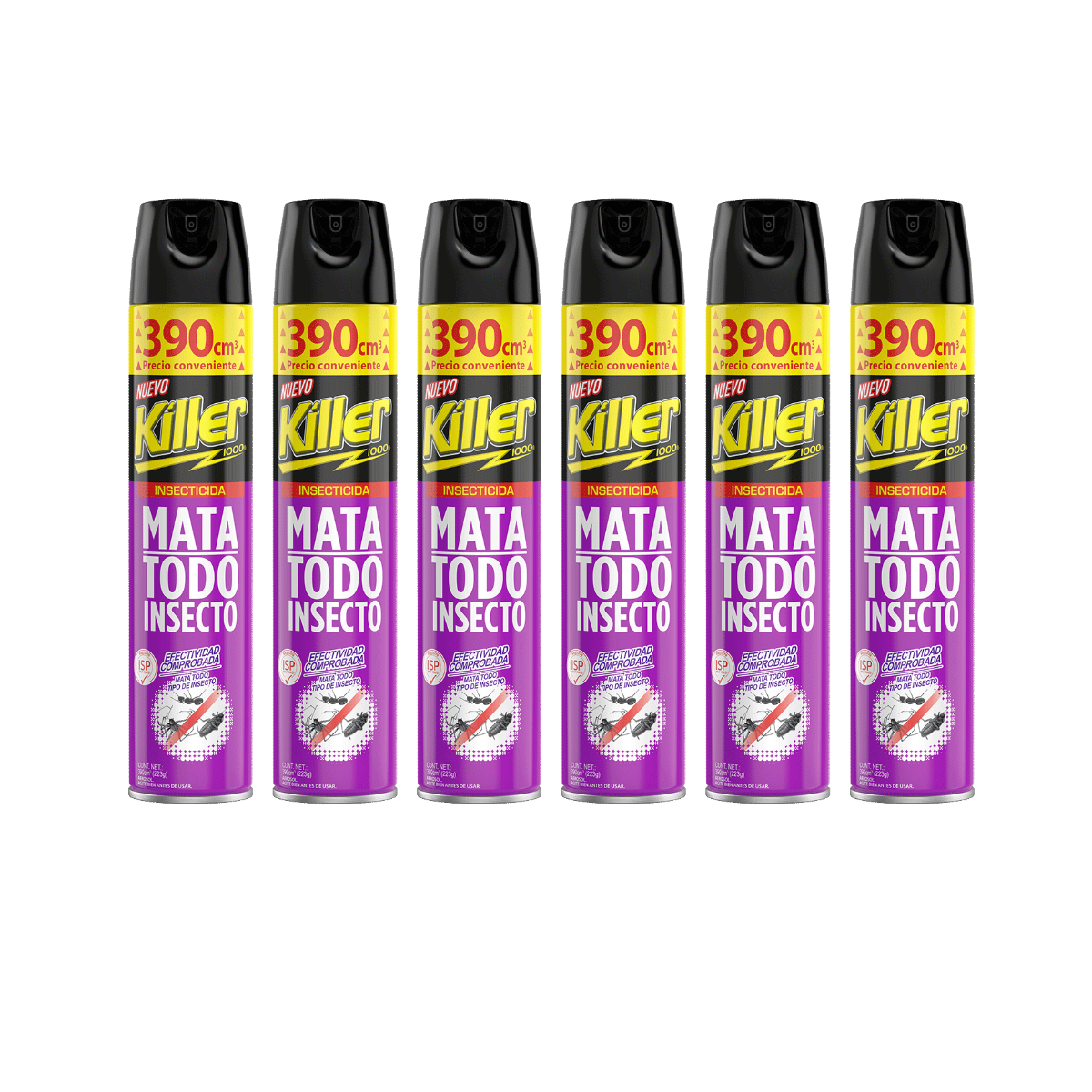 Pack 6 Killer 390cc Protección Total Que Elimina Todo Insecto