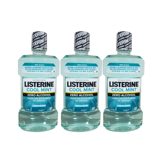 Pack  3 Enjuague Bucal Listerine 1L Cool Mint Protección Oral