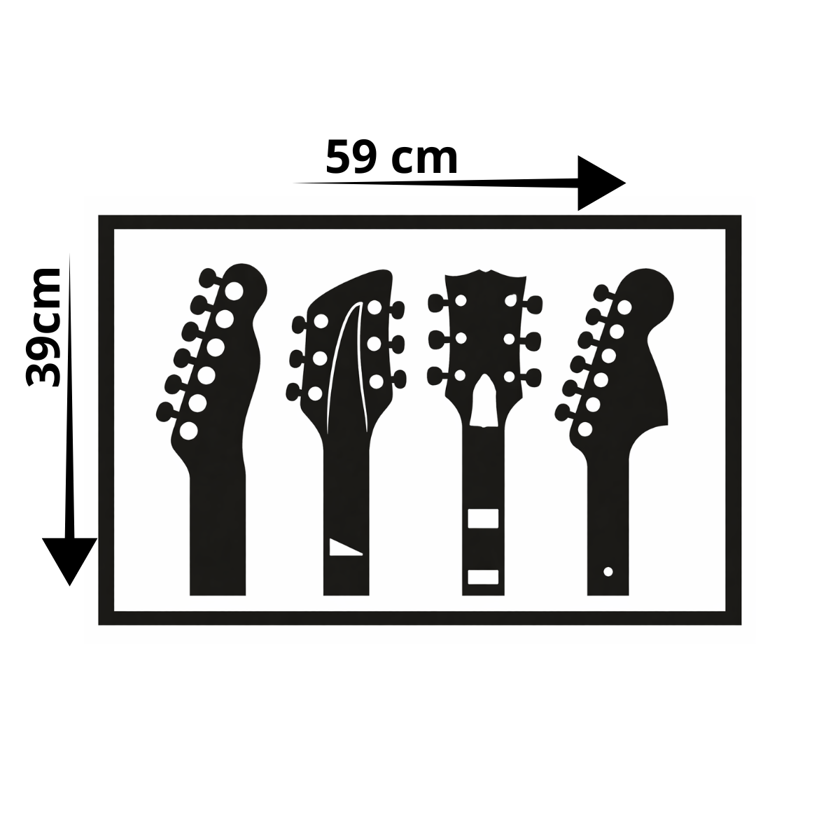 Cuadro Decorativo Guitarras Silueta Negra MDF 59x39 cm