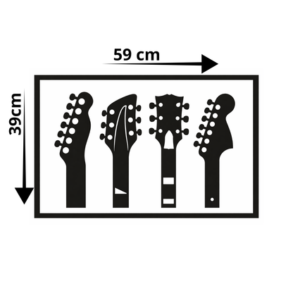 Cuadro Decorativo Guitarras Silueta Negra MDF 59x39 cm