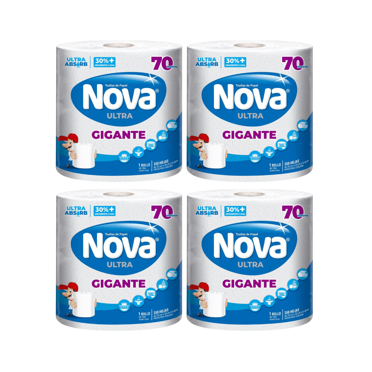 Pack 4 Toalla de Papel Nova Ultra Gigante 70Mts