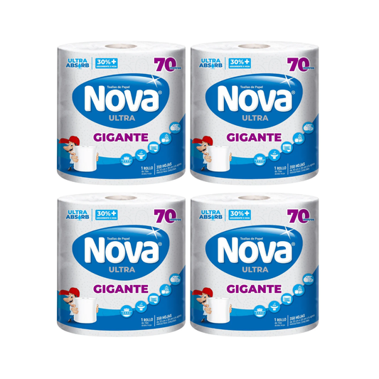 Pack 4 Toalla de Papel Nova Ultra Gigante 70Mts
