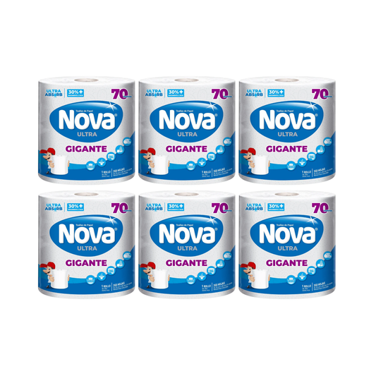 Pack 6 Toalla de Papel Nova Ultra Gigante 70Mts