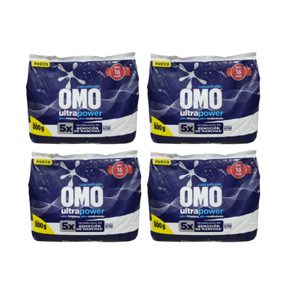 Pack 4 Omo Ultrapower En Polvo Detergente 800g