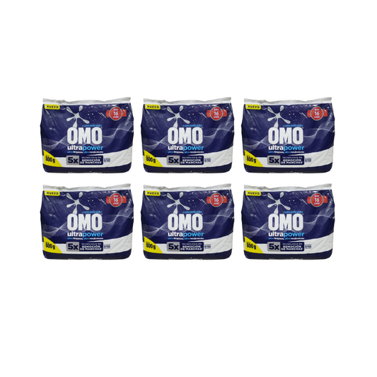Pack 6 Omo Ultrapower En Polvo Detergente 800g