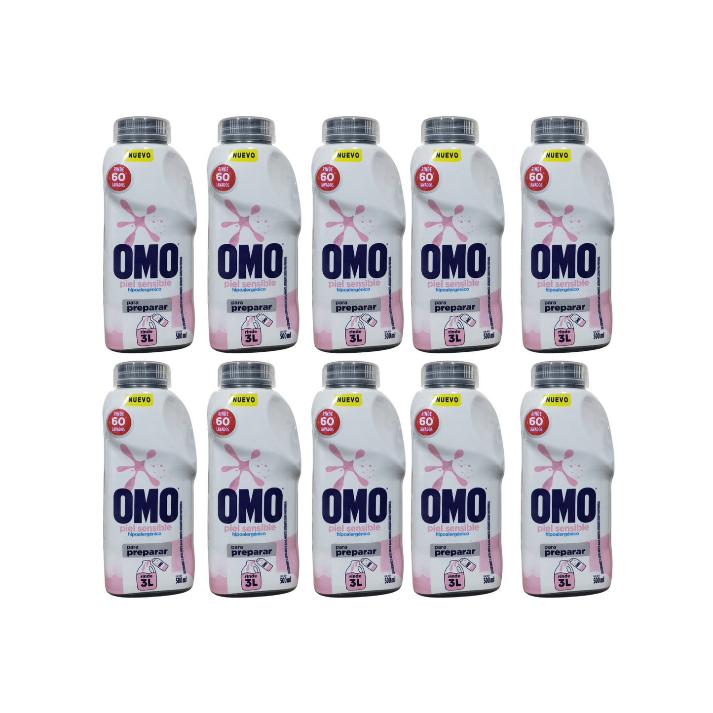 Pack 10 Unidades detergente Omo hipoalergénico  Diluir  500 ml