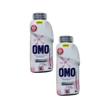 Pack 2 Unidades detergente Omo hipoalergénico  Diluir  500 ml