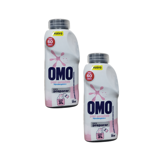 Pack 2 Unidades detergente Omo hipoalergénico  Diluir  500 ml