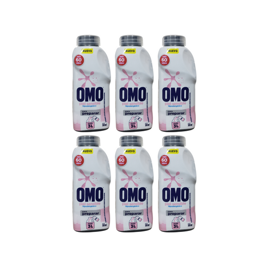 Pack 6 Unidades detergente Omo hipoalergénico  Diluir  500 ml
