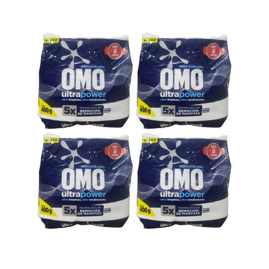 Pack 4 Omo Ultrapower En Polvo Detergente 400g