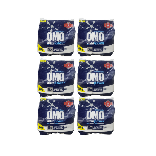 Pack 6 Omo Ultrapower En Polvo Detergente 400g