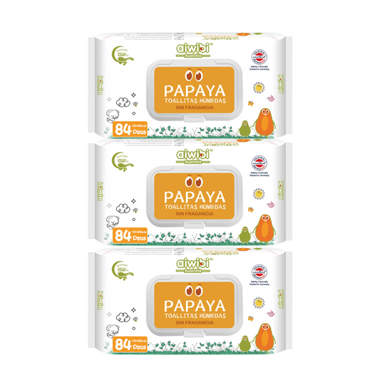 Pack 3 Toallitas Húmedas Aiwibi 252u Papaya con Agua de Manantial