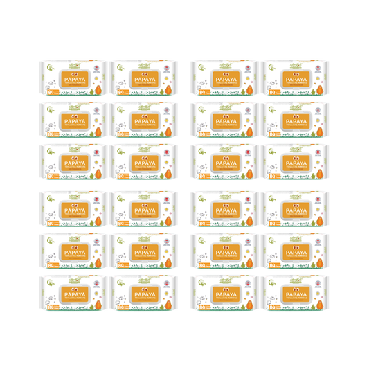 Pack 24 Toallitas Aiwibi Papaya 99.9% Agua Con Fibra De Papaya.