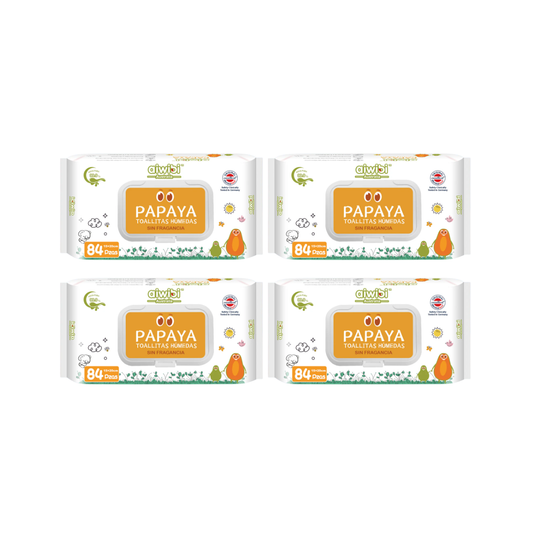 Pack 4 paquetes Toallitas Aiwibi 99.9% Agua Con Fibra De Papaya.