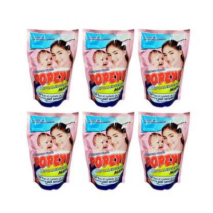 Pack 6 Detergentes Liquido Popeye Hipoalergénico 800ml cada uno.